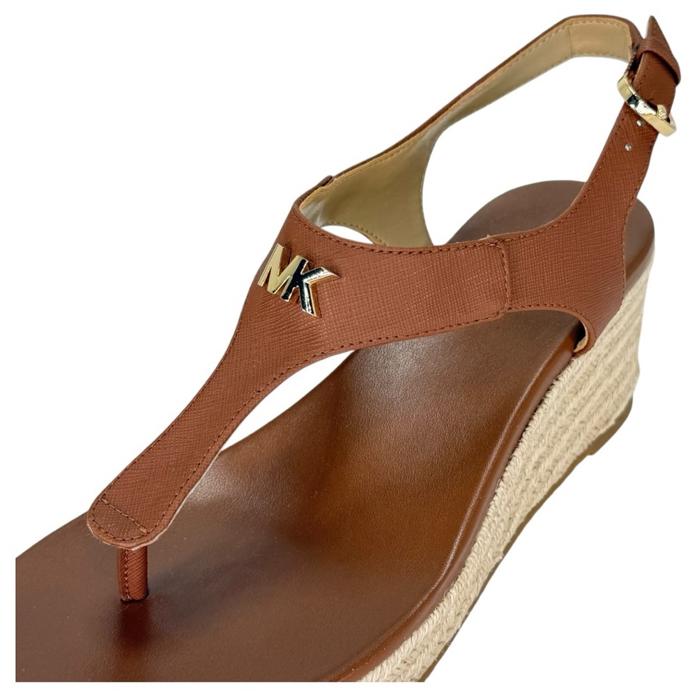 Michael Kors Laney Tan Faux Leather Womens Thong Wedge Sandals Size 7.5M - Picture 7 of 12